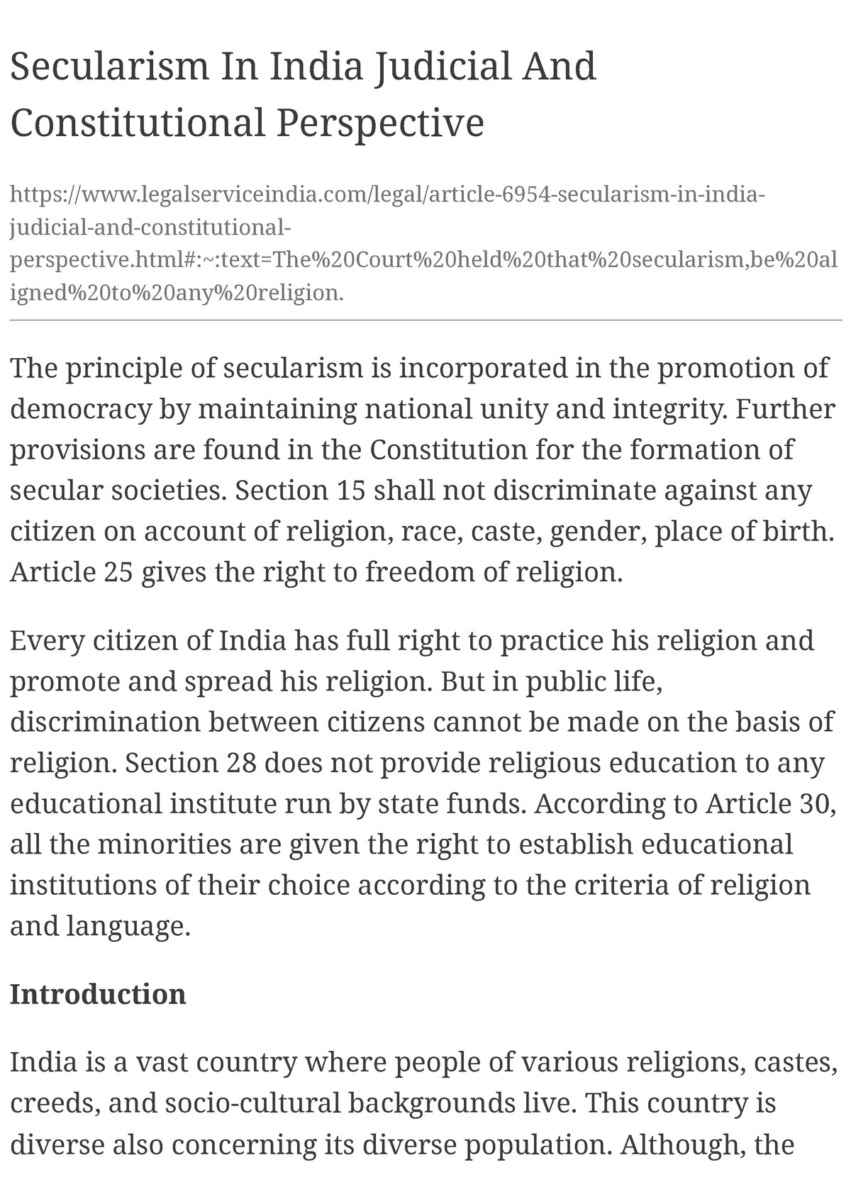 Secularism In India Judicial And Constitutional Pe - Secularism In ...