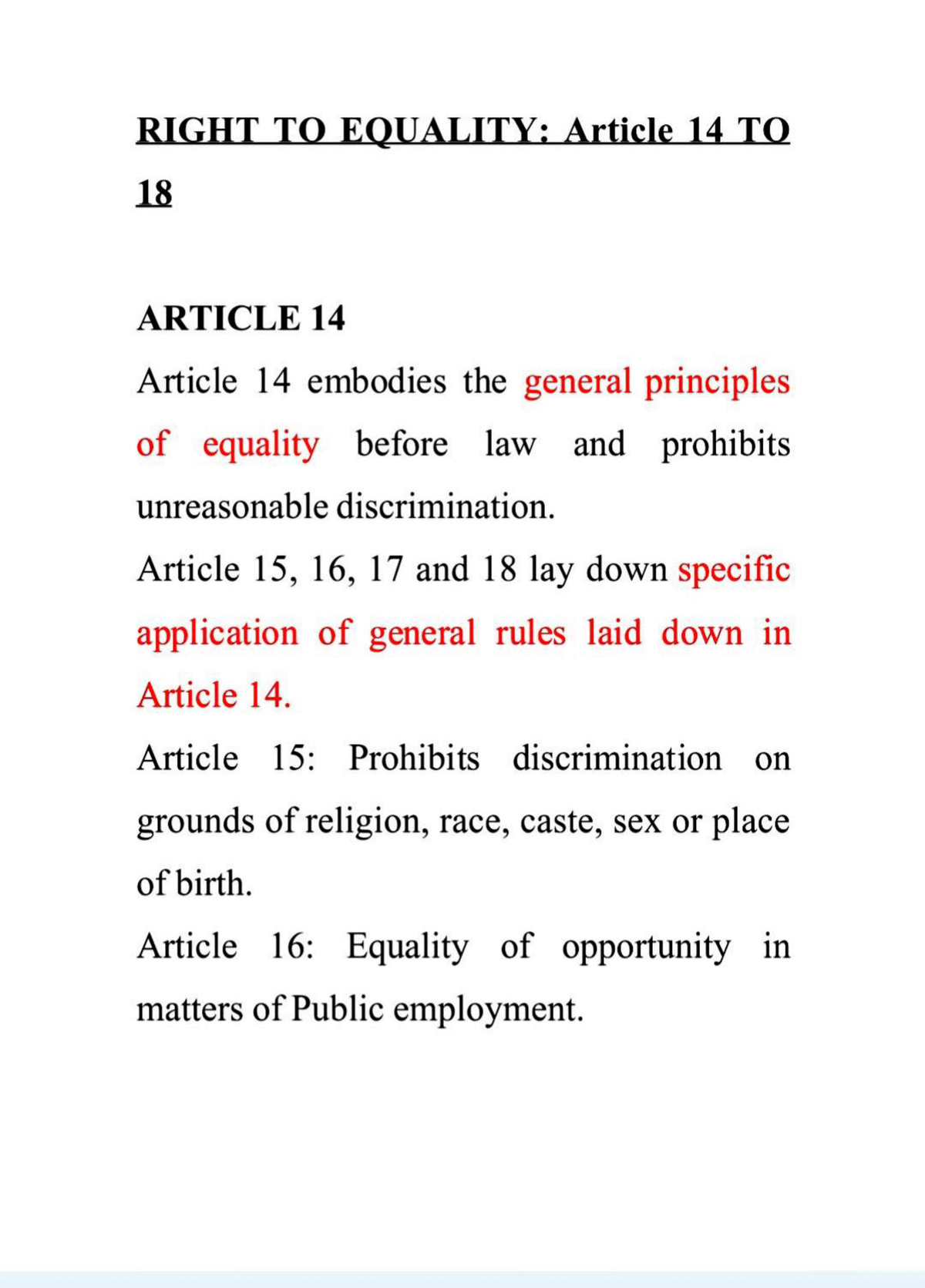 Article 14 Of Indian Constitution Taken From Which Country