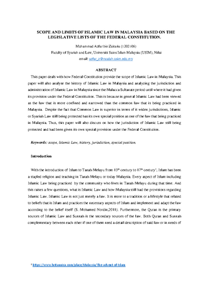 Journal jksm - Administration of Islamic law in Malaysia - CONCLUSION ...
