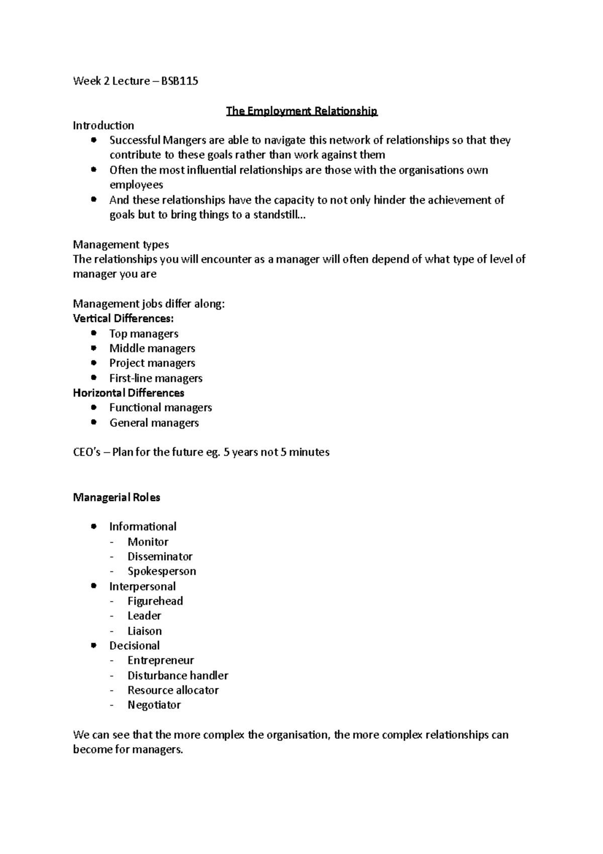Week 2 Lecture - Week 2 Lecture – BSB The Employment Relationship ...