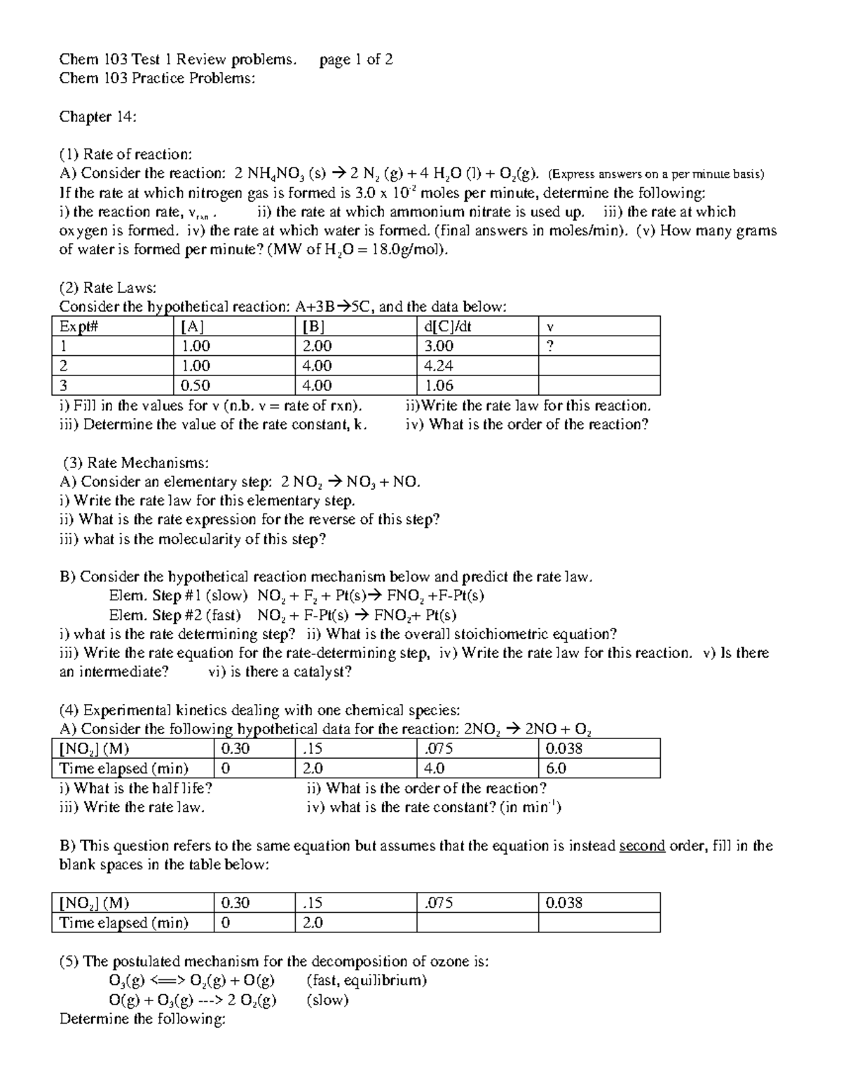 Test1practice - Practice for chem test - Chem 103 Test 1 Review ...