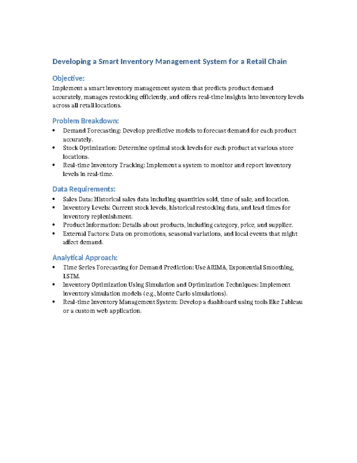 Smart Inventory Management System - Problem Breakdown: Demand ...
