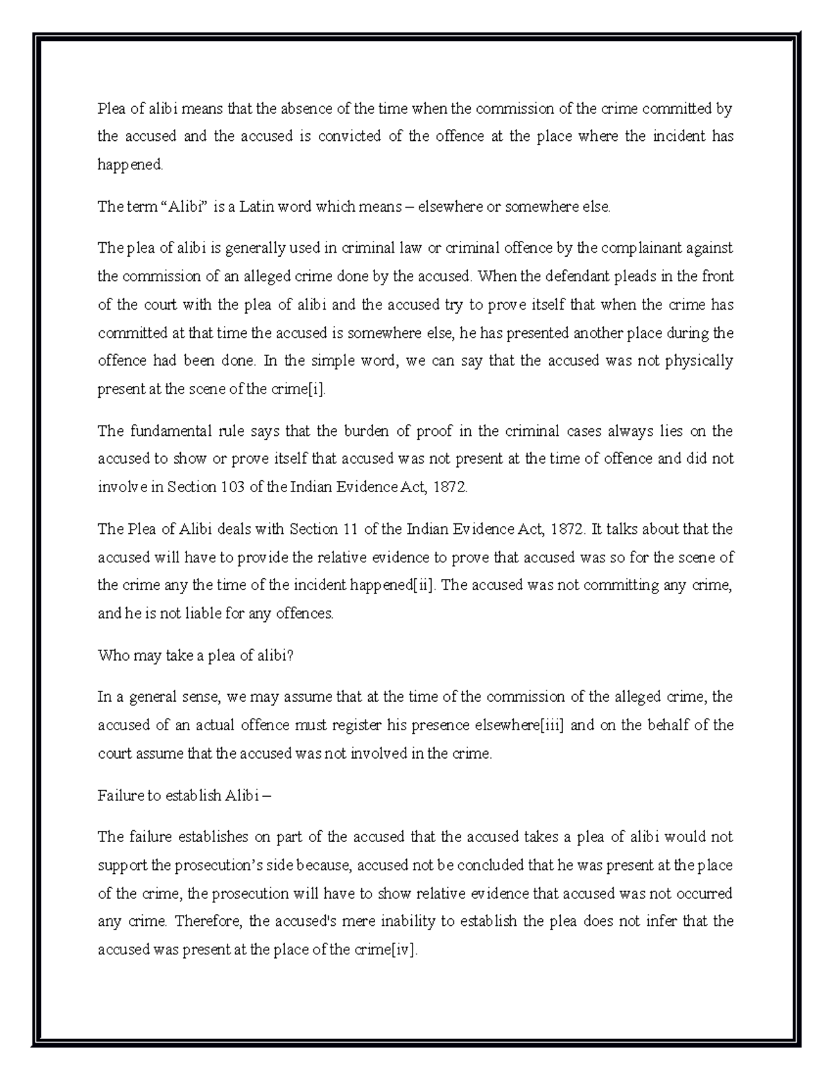 Evidence law subject assignement for submission of this semester - Plea ...