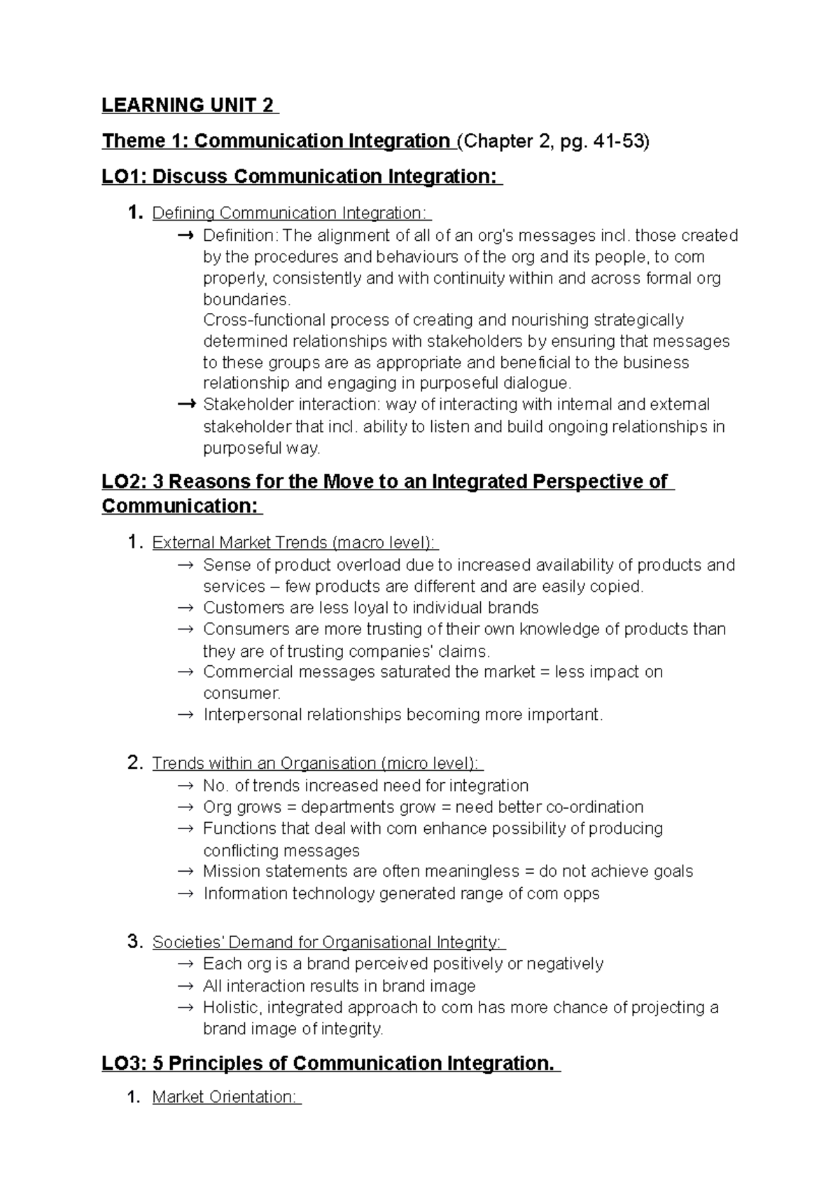 Learning Unit 2 Summary Communication Sciences 2a Learning Unit 2
