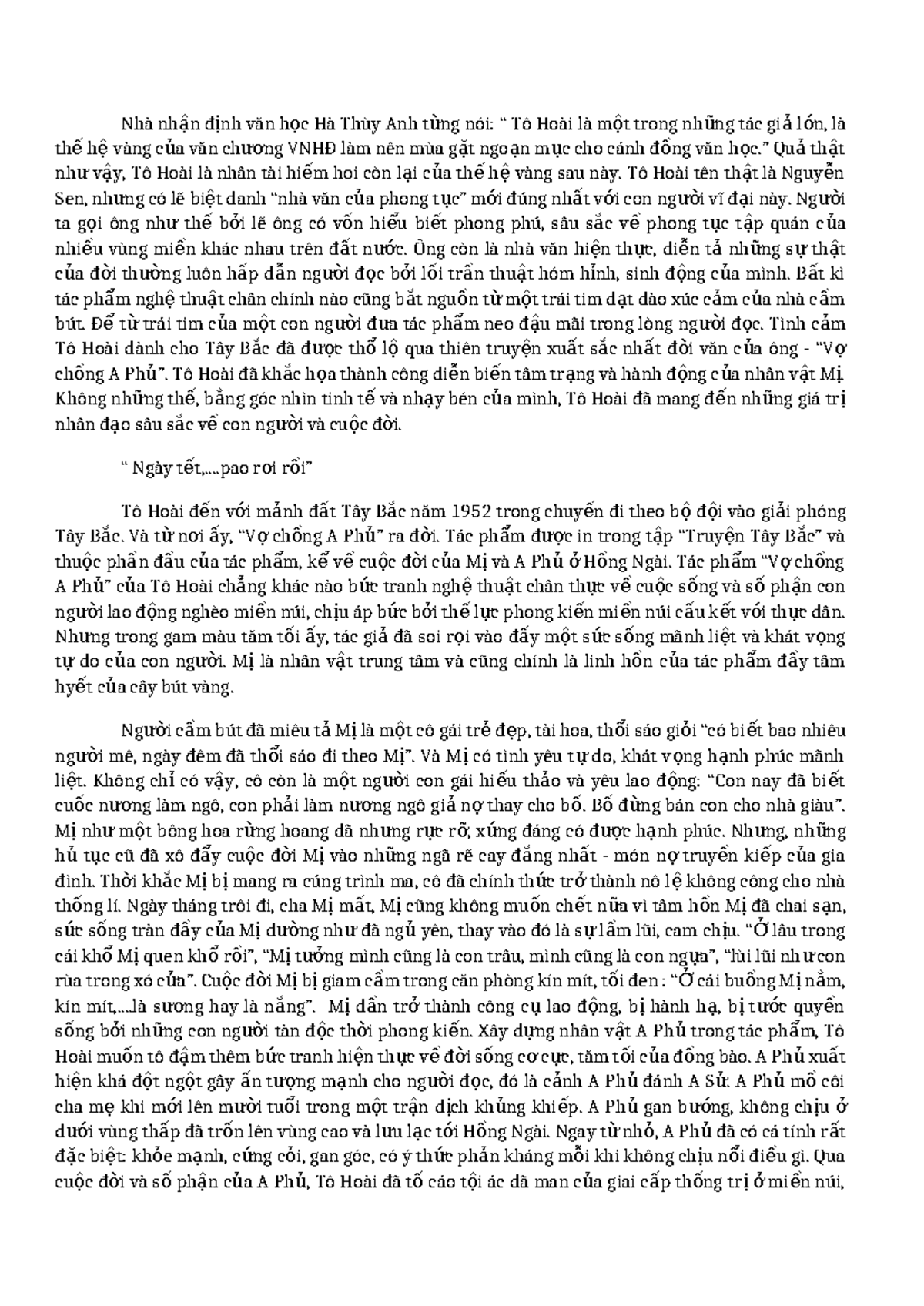 VỢ ChỒng A PhỦ ĐÔng Nhà Nh N đ Nh Văn H C Hà Thùy Anh Tậ ị ọ ừng Nói “ Tô Hoài Là M T Trong 1933