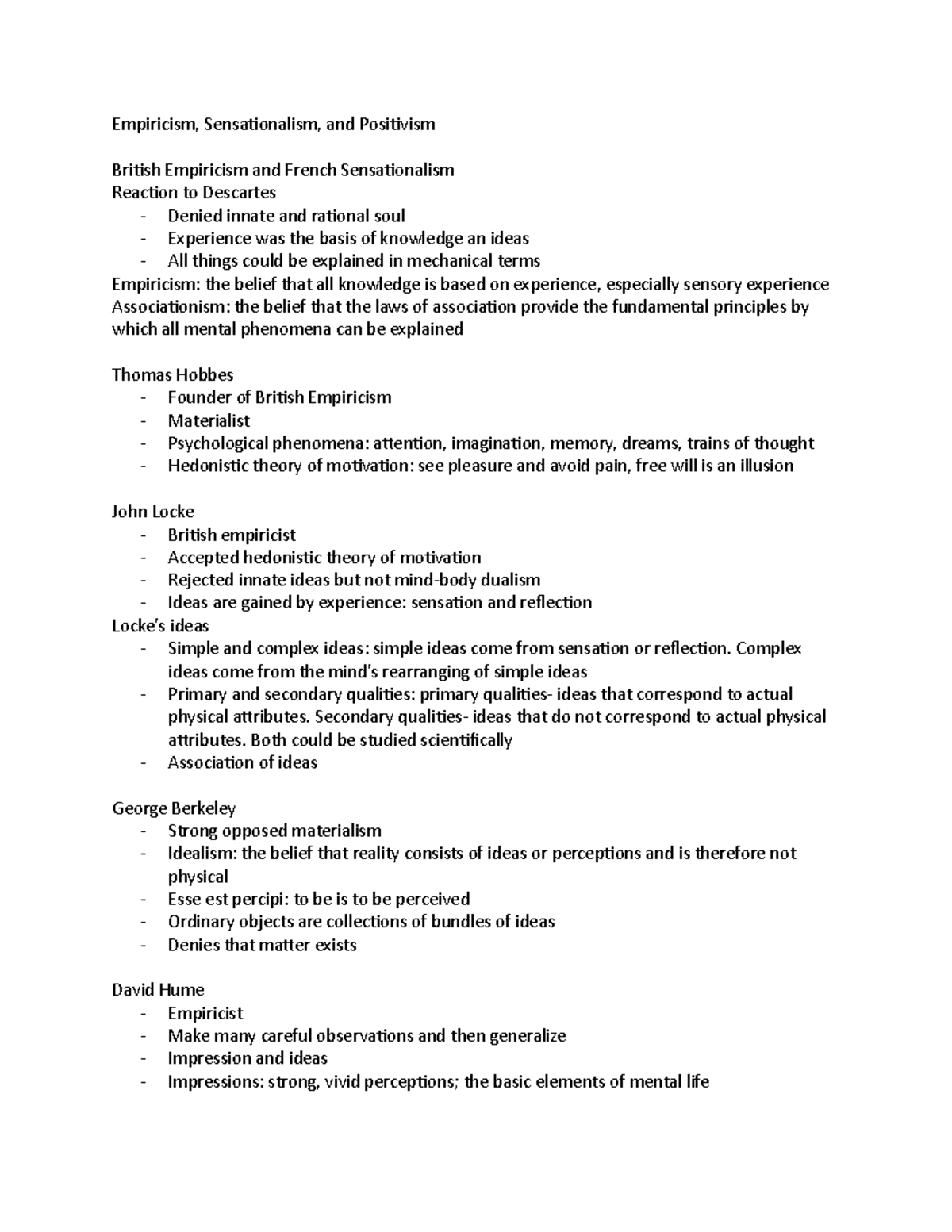 Empiricism - Complex ideas come from the mind’s rearranging of simple ...