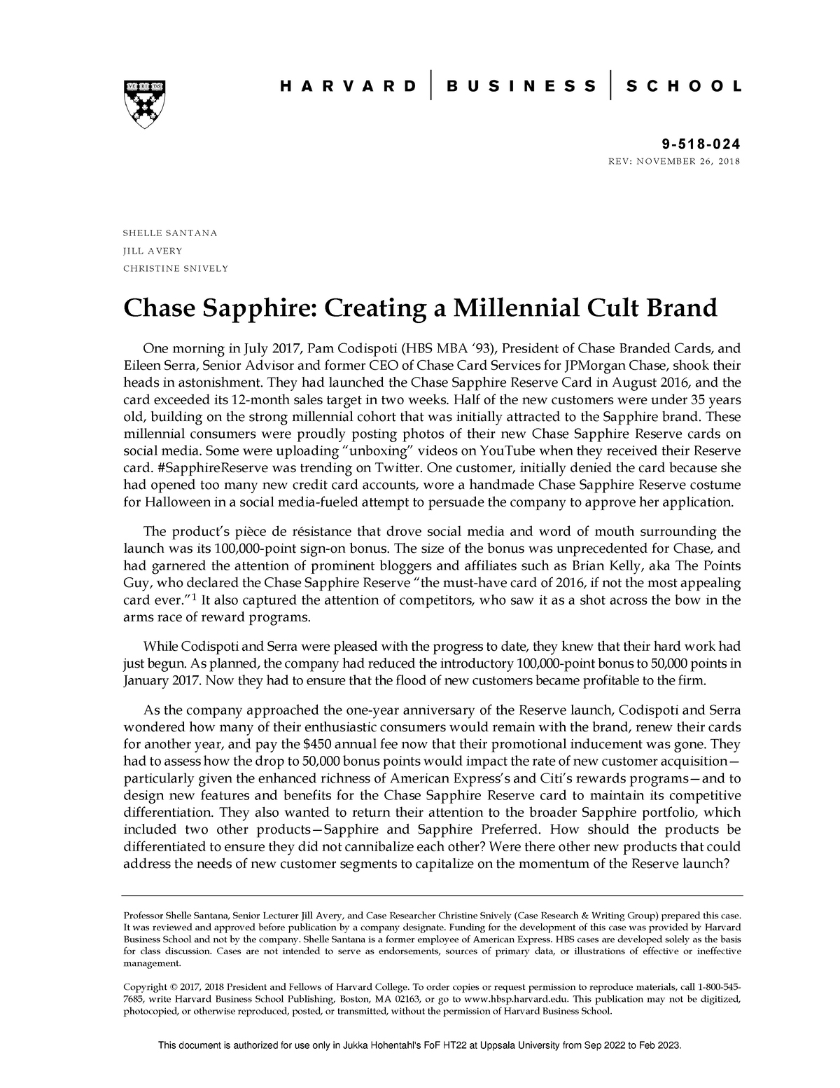 Chase Sapphire - Creating A Millennial Cult Brand - 9 - 5 1 8 - 0 2 4 R ...