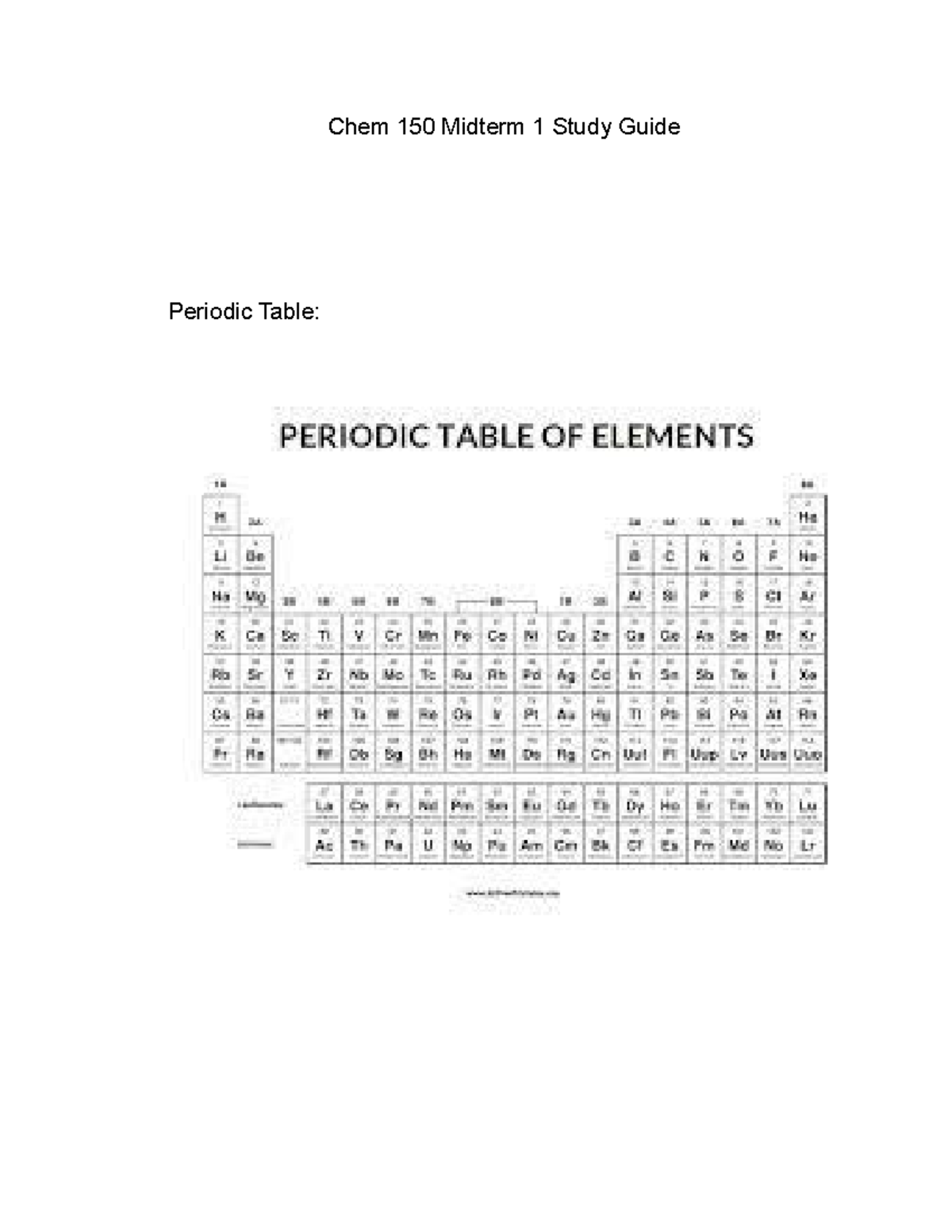 Chem 150 Midterm 1 Study Guide - Chem 150 Midterm 1 Study Guide ...