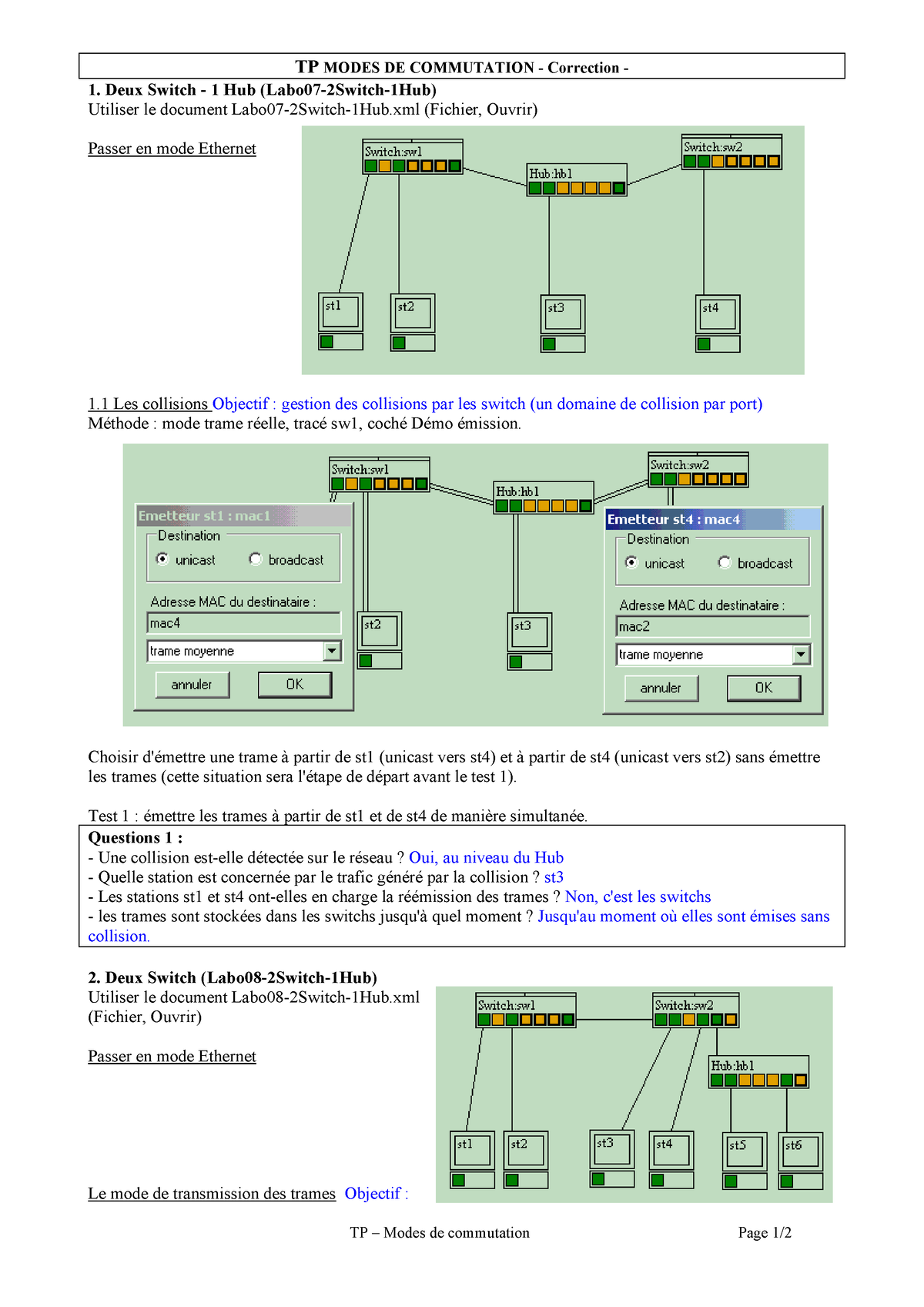 Correction TP Mode Commutation TP Modes De Commutation Page 1 TP