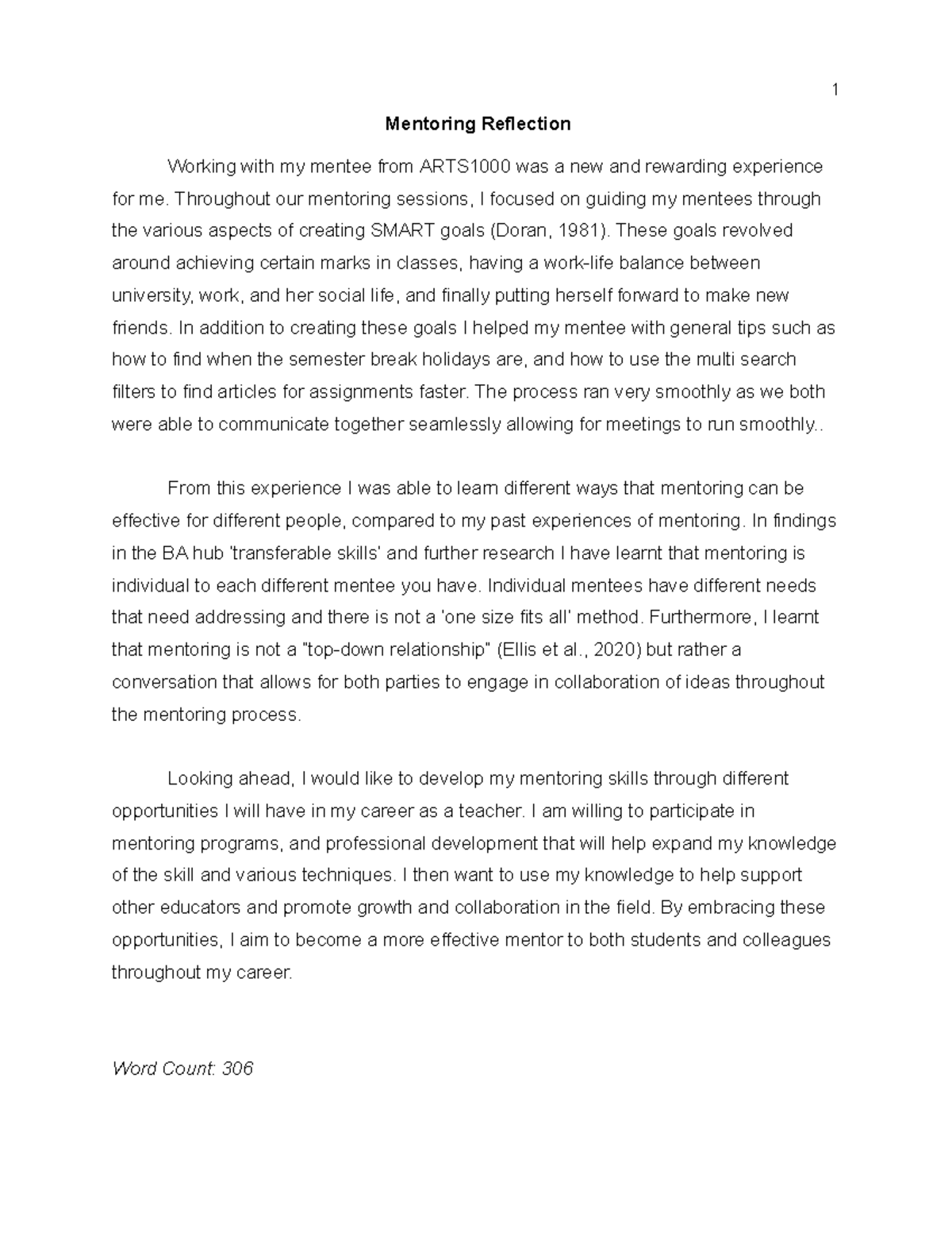 Mentoring Reflection - 1 Mentoring Reflection Working with my mentee ...