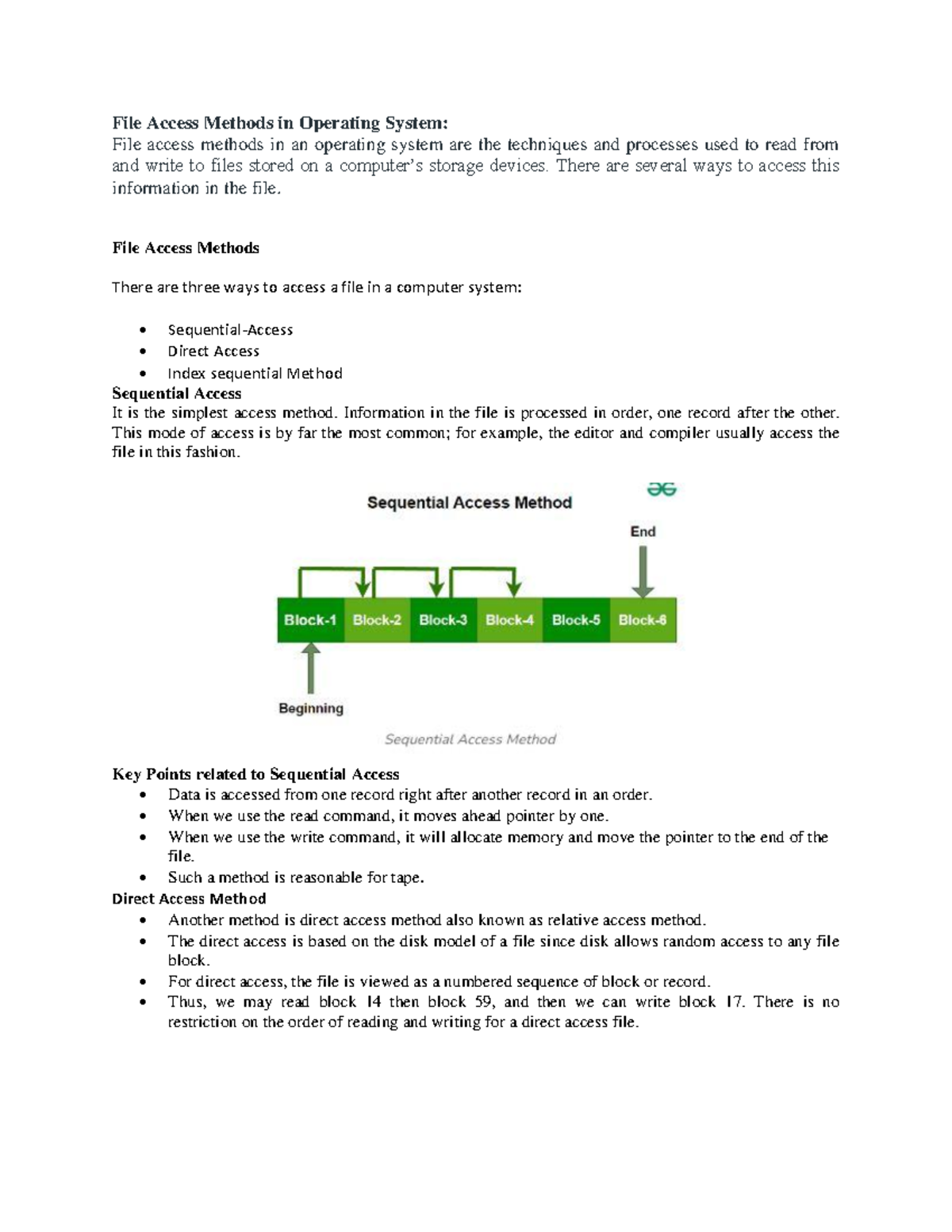 Os unit 5 file organiser - File Access Methods in Operating System ...