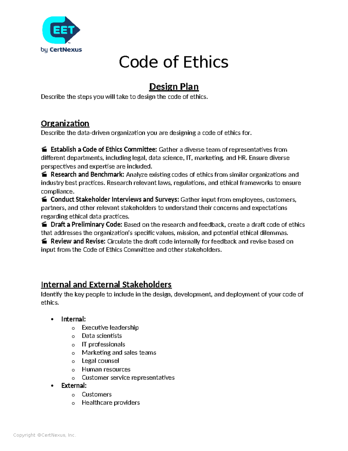 CEET code of ethics proposal nlinh - Code of Ethics Design Plan ...