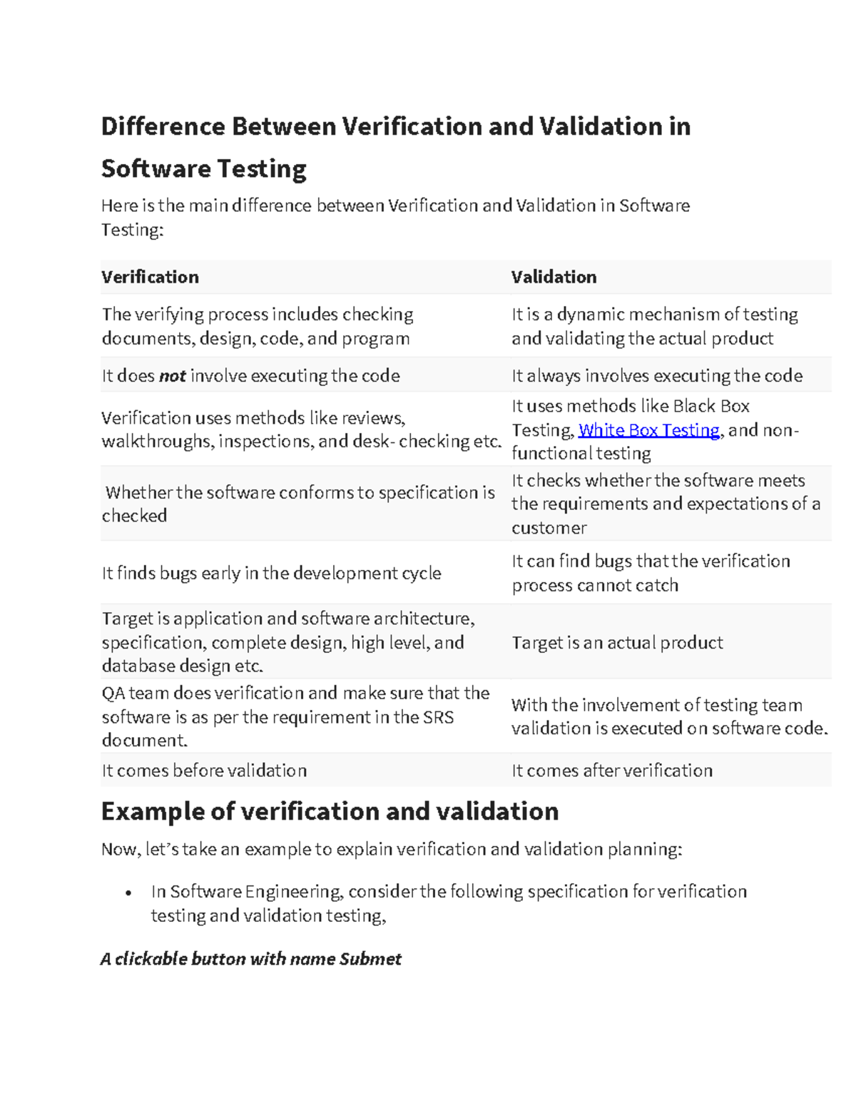 Varification and Validation - It uses methods like Black Box Testing ...