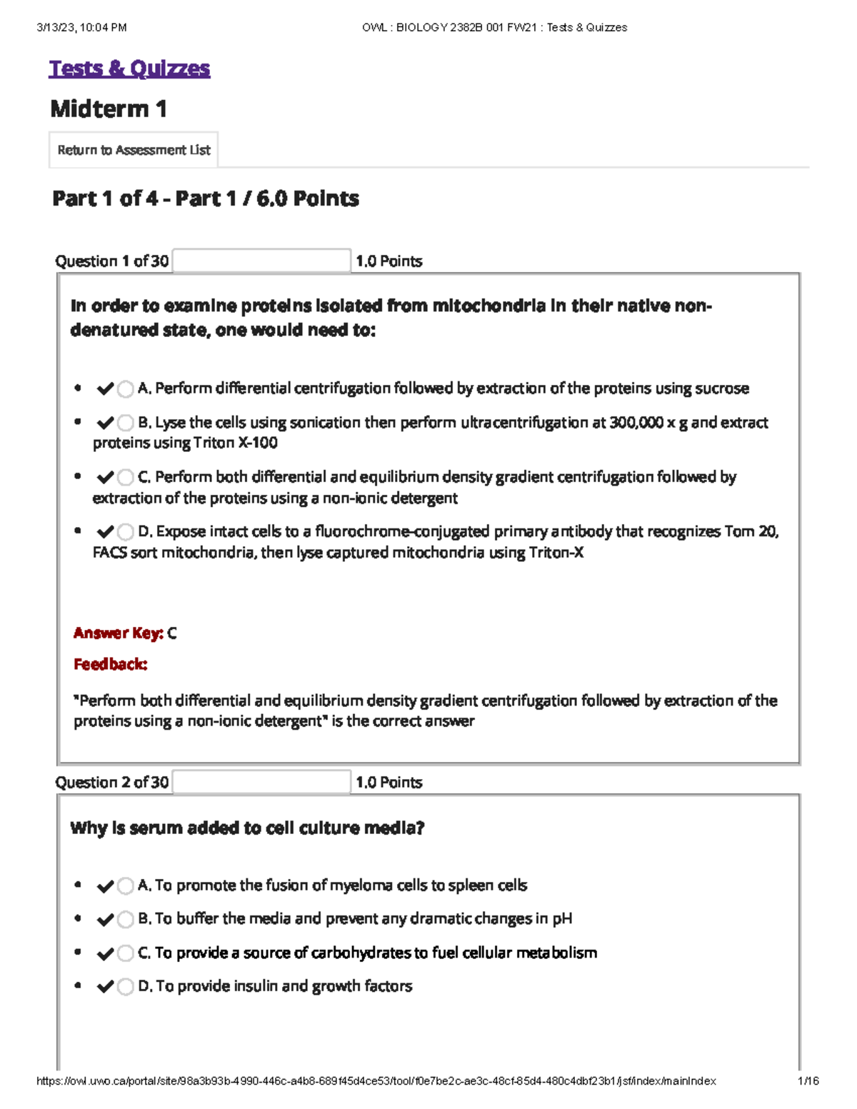 Midterm 1 - Test Answers - Tests & Quizzes Midterm 1 Return To ...