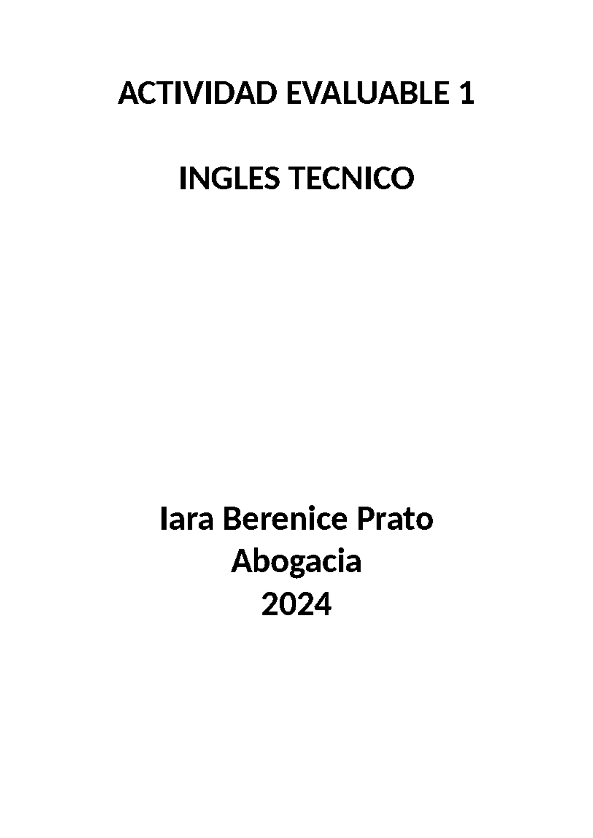 Ingles A1 - INGLES TECNICO - ACTIVIDAD EVALUABLE 1 INGLES TECNICO Iara ...