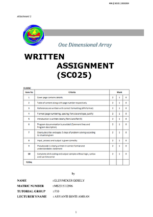 written assignment sc025