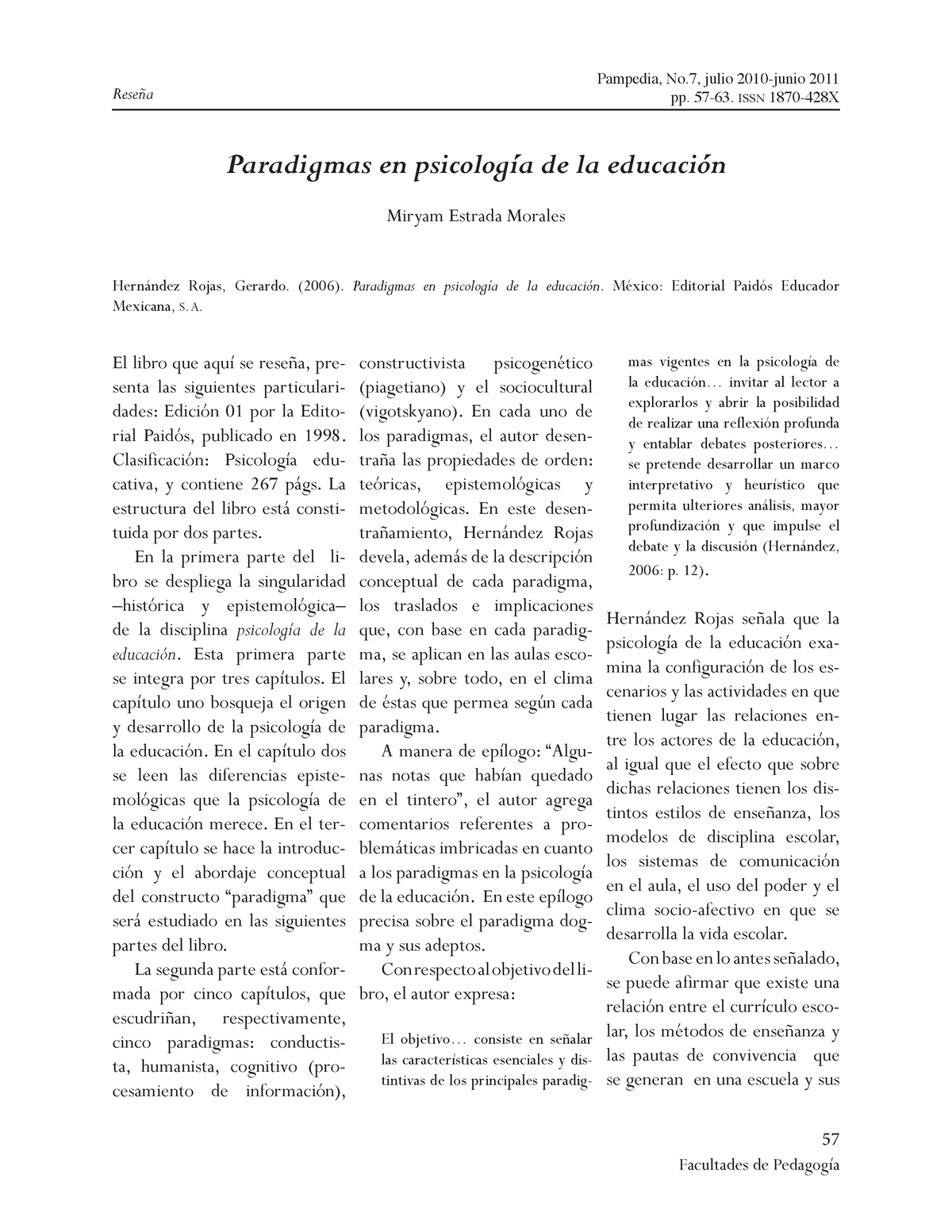 Paradigmas De Psicologia De La Educacion Reseña - 57 Paradigmas En ...