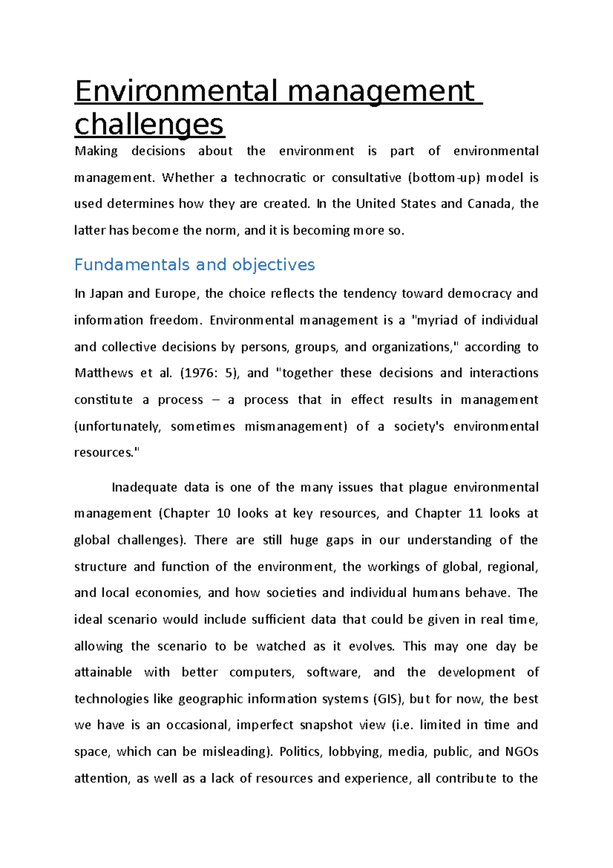 case study on environmental challenges