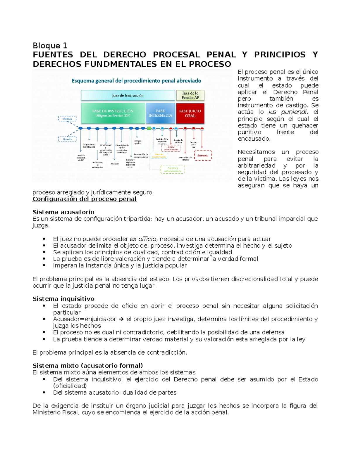 Bloque 1 - Bloque 1 FUENTES DEL DERECHO PROCESAL PENAL Y PRINCIPIOS Y ...