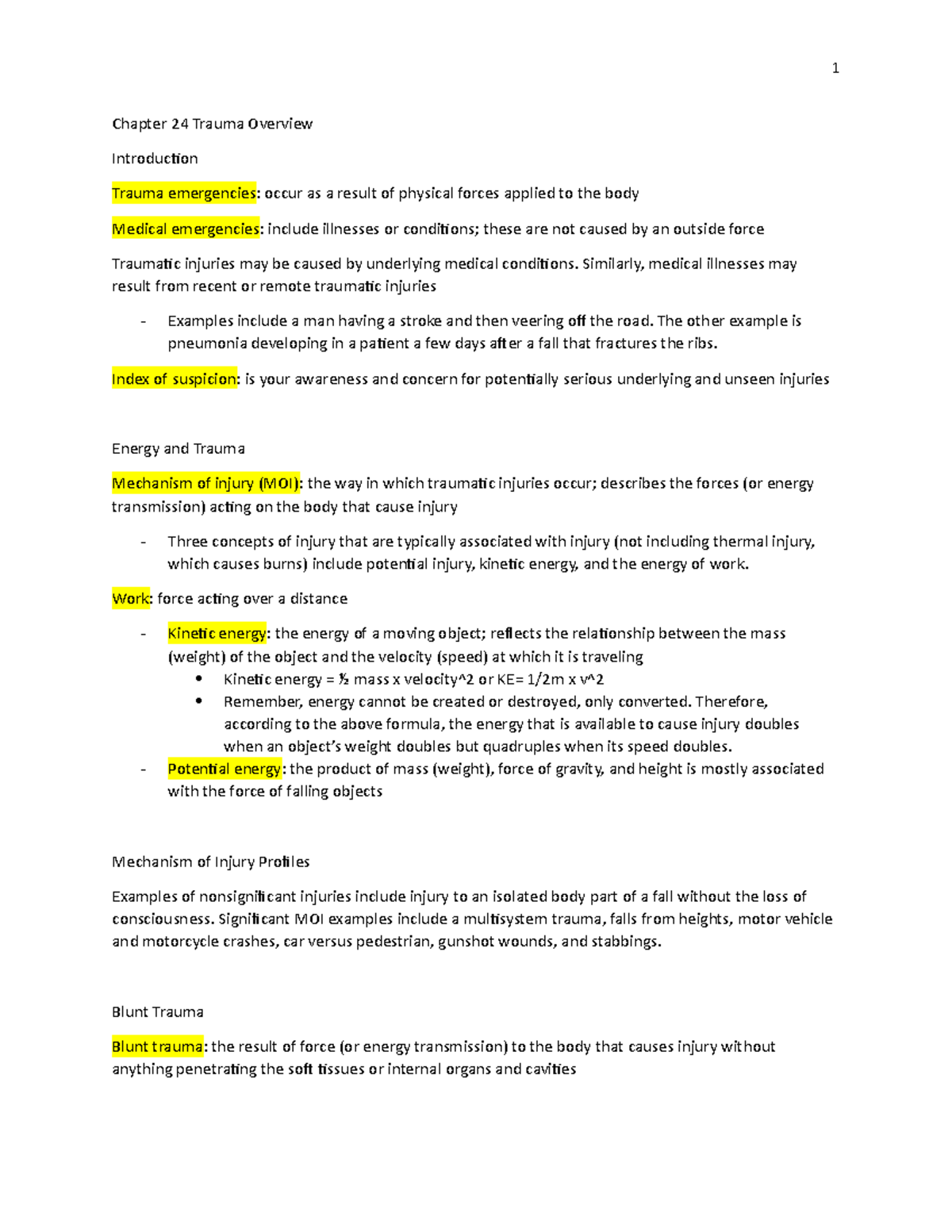 Chapter 24 Trauma Overview - Chapter 24 Trauma Overview Introduction ...