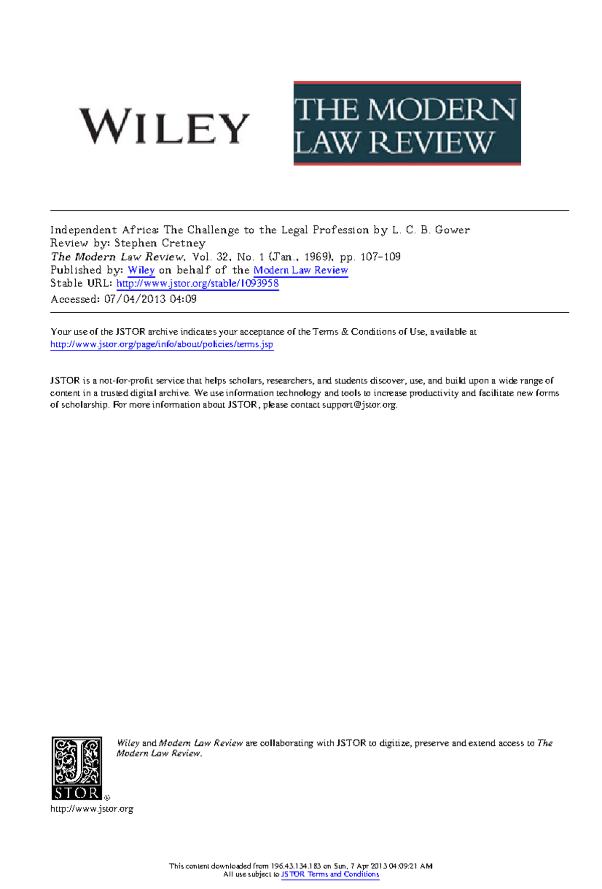 Gower Atricle ON Legal EDCN Independent Africa The Challenge to the