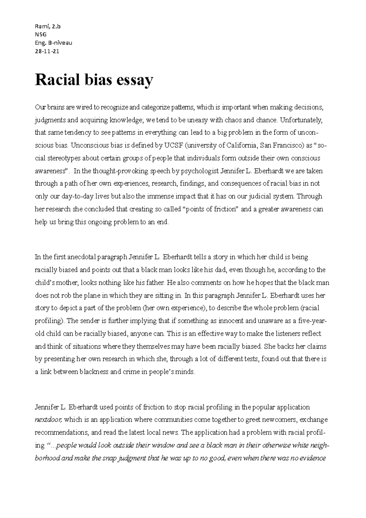 racial bias essay