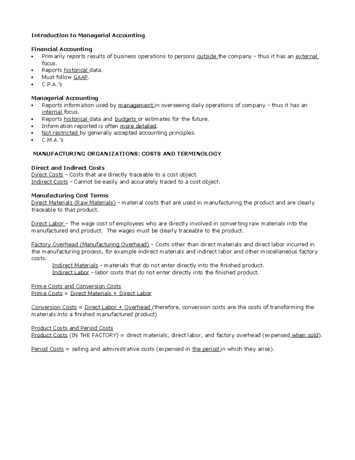 Introduction to Managerial Accounting - Studocu
