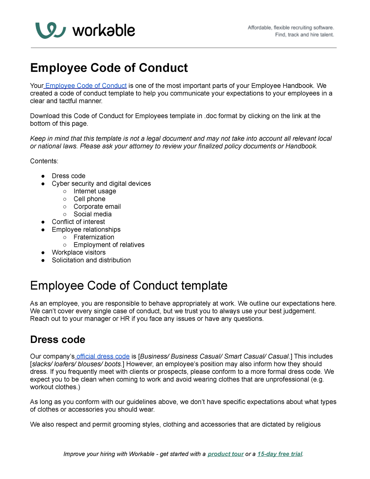 Employee Code Of Conduct We Created A Code Of Conduct Template To 