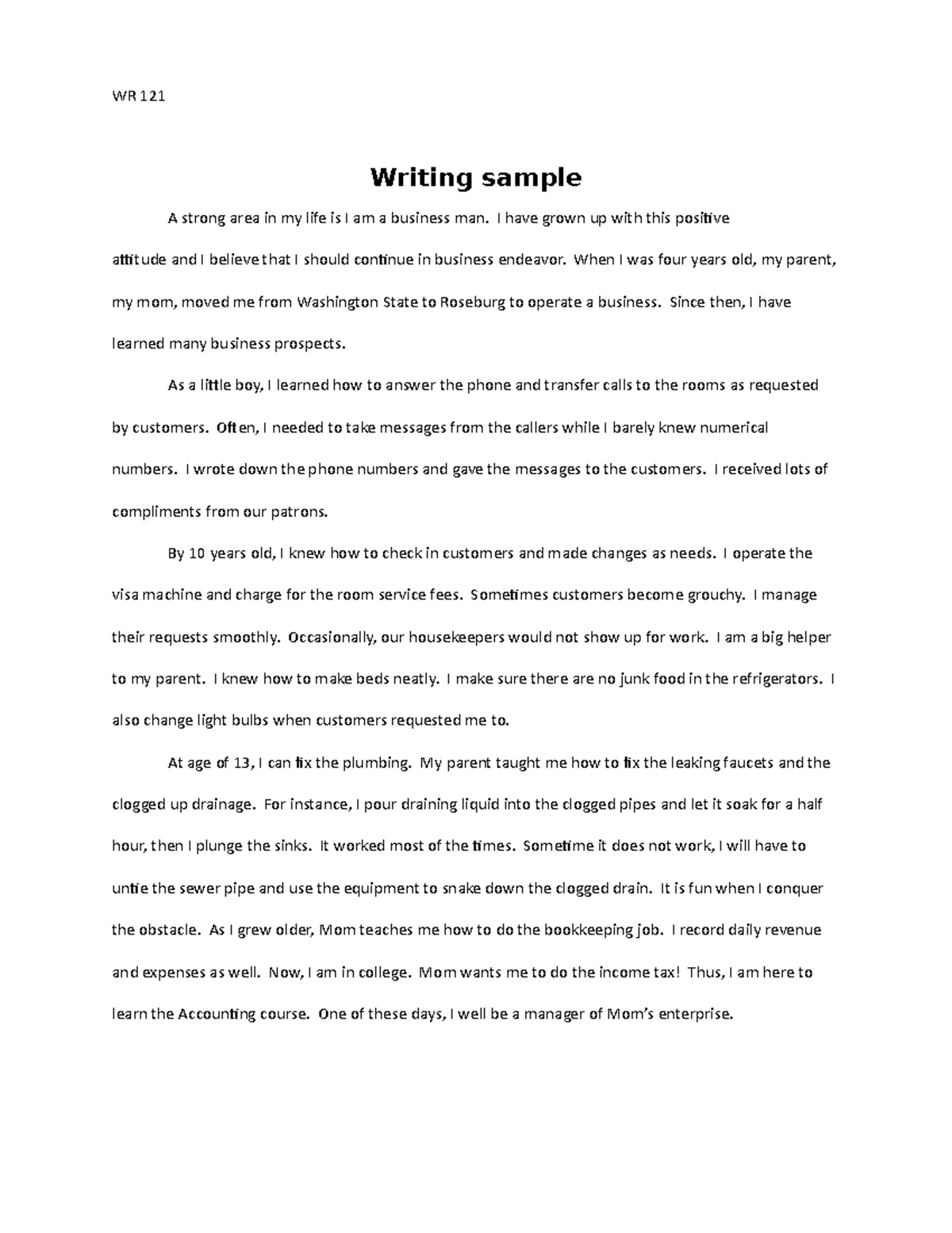 WR 121 - writing sample - Future guide for students to start - WR 121 ...