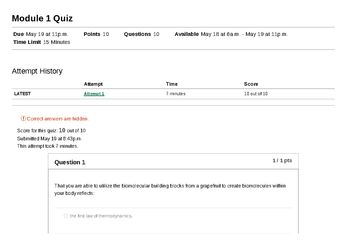 Module 1 Quiz BMSC-200-W01 (40896 - Module 1 Quiz Due May 19 At 11p ...