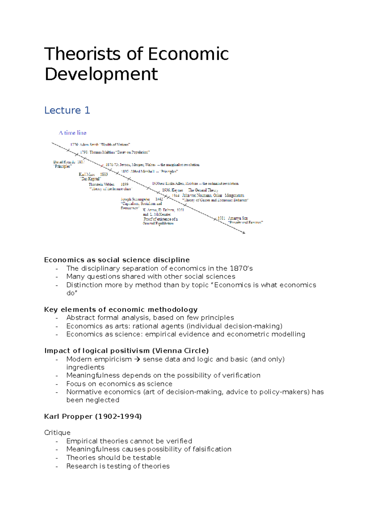 Economists Of Development Samenvatting Lectures - Theorists Of Economic ...