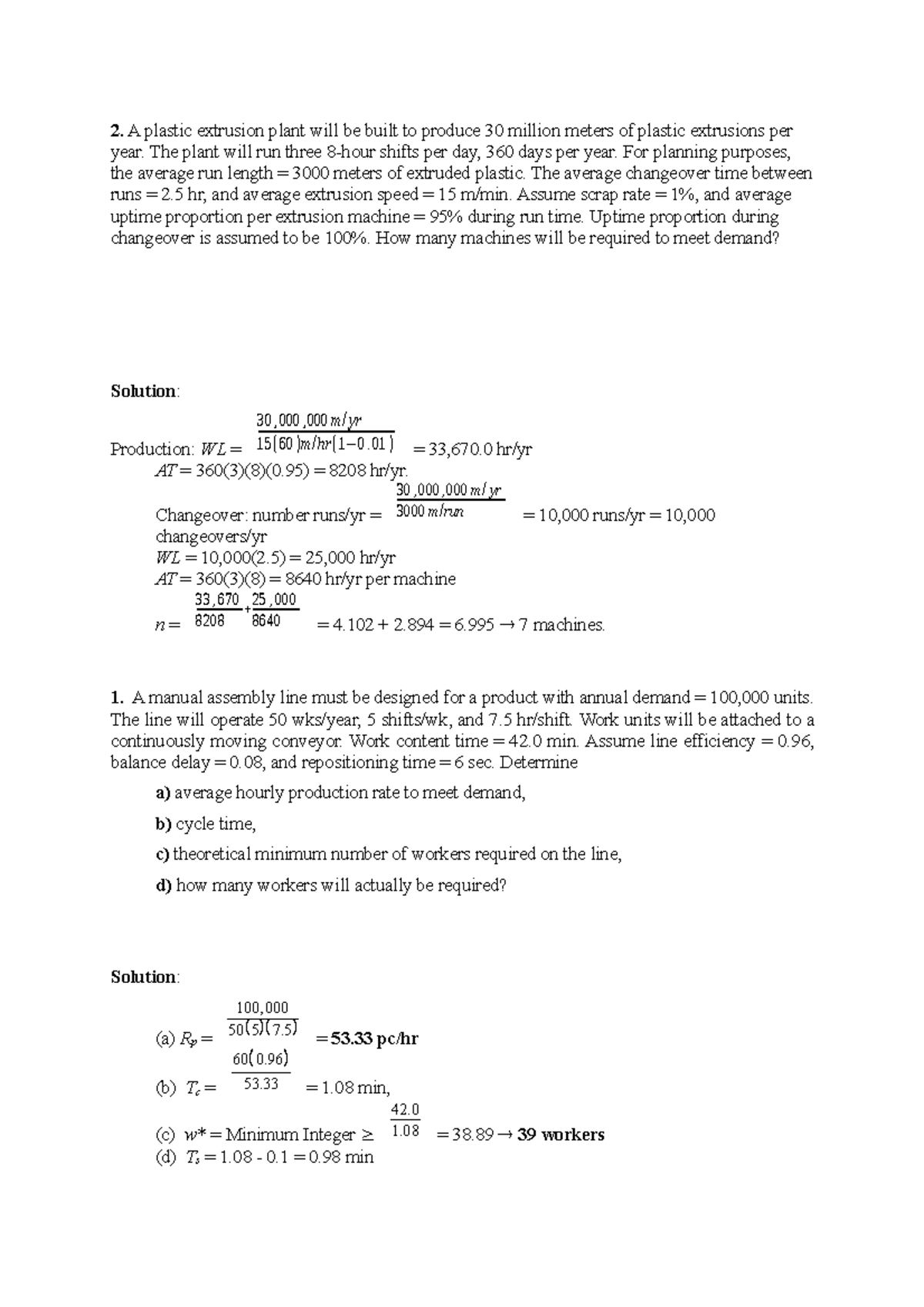 Solutions - Lecture notes 2 vsgweg rgrgrh r - 2. A plastic extrusion ...