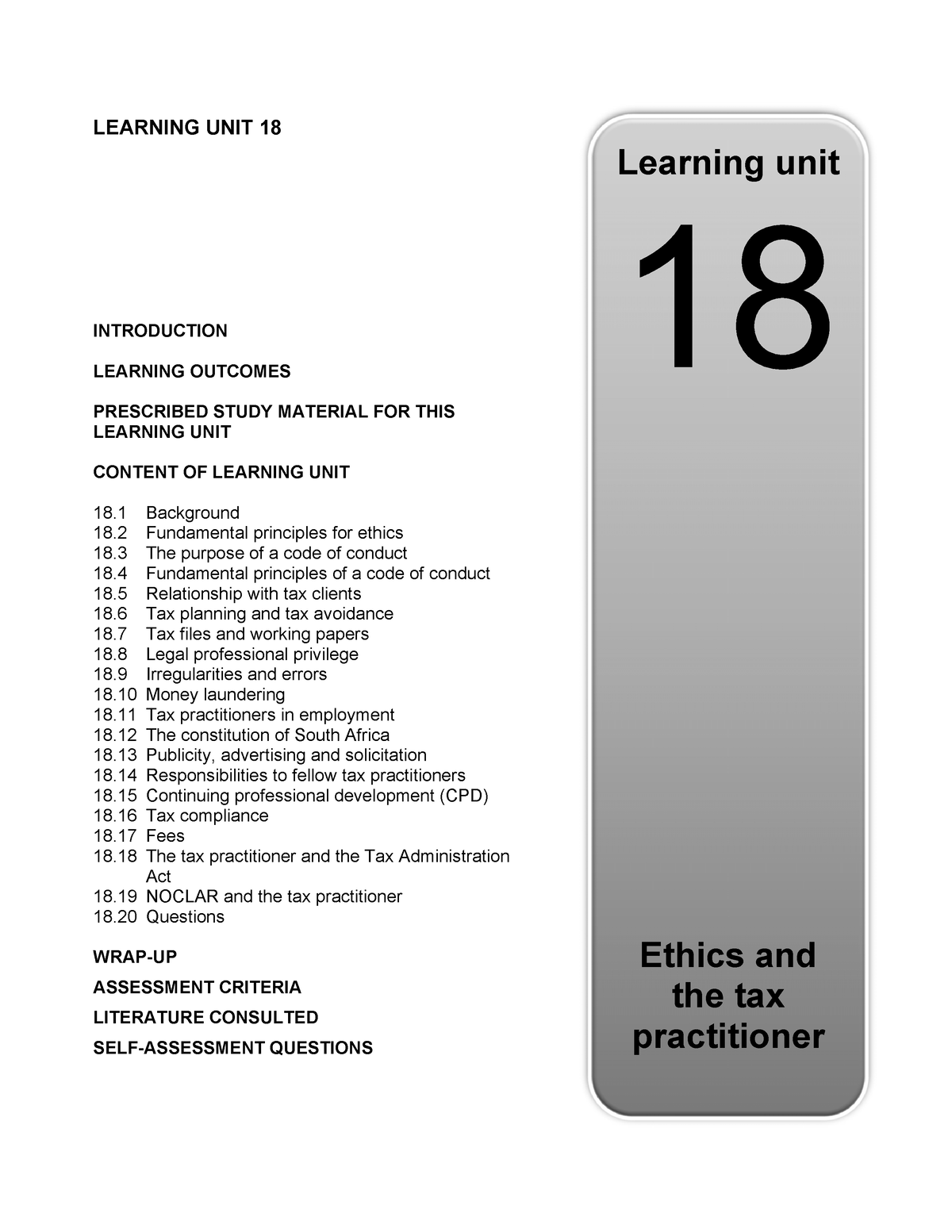 education and learning unit 18