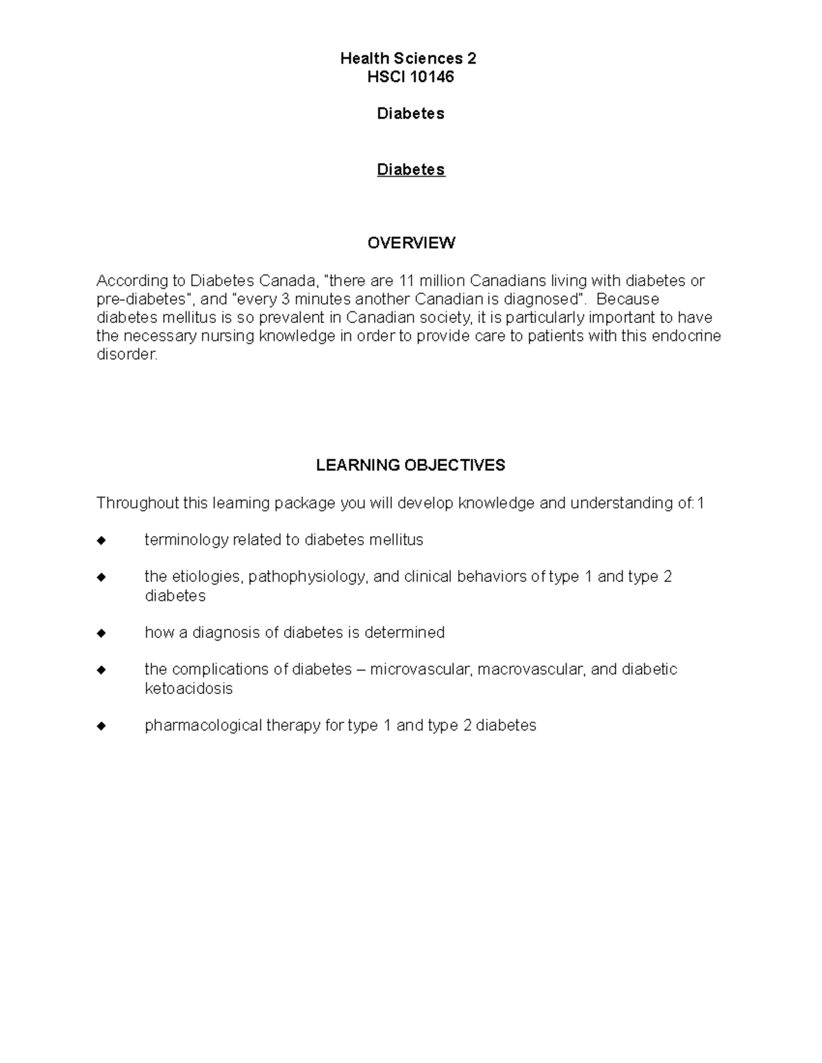 15 - Lecture notes from Health Sciences 2 with Tracey Elliott - HSCI ...