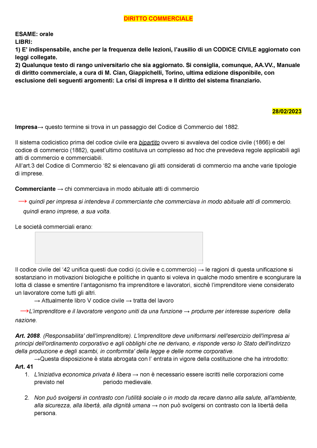 Diritto Commerciale - DIRITTO COMMERCIALE ESAME: orale LIBRI: E'  indispensabile, anche per la - Studocu