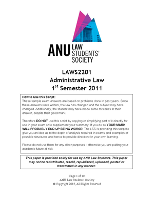 Admin-Notes - final notes - LAWS2201 - ANU - Studocu