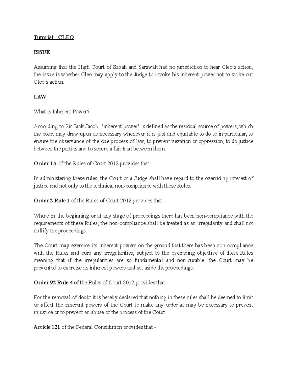 Tutorial Attempt - CLEO - Tutorial - CLEO ISSUE Assuming that the High ...