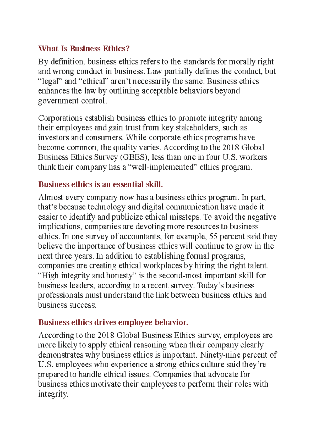 Business ethics 1 What Is Business Ethics? By definition, business