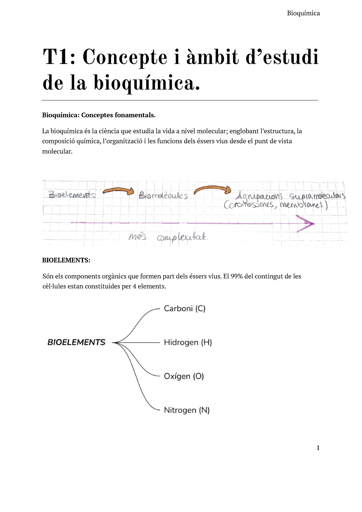 Temas 1 Y 2 Bioquímica Apuntes Primer Parcial T1 Concepte I àmbit D