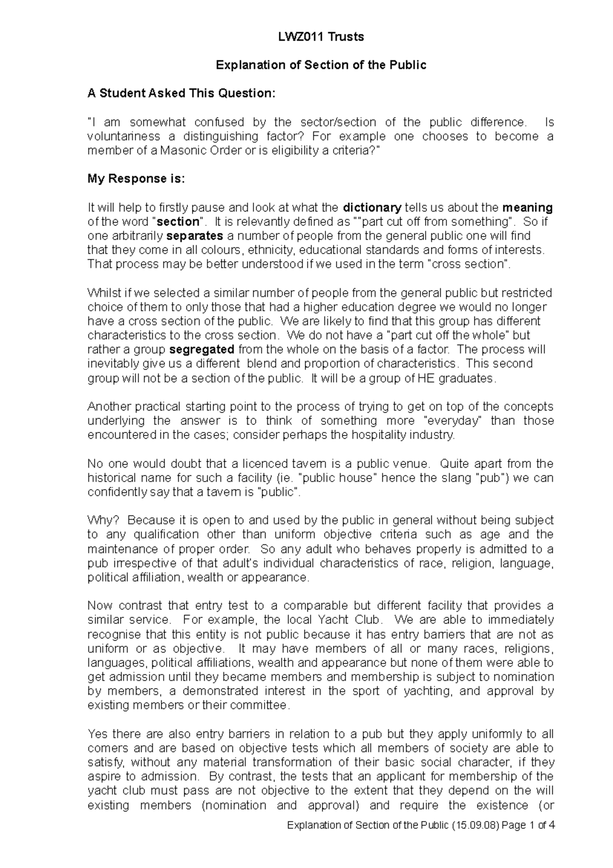 Explanation Section of the Public - LWZ211 - CDU - Studocu