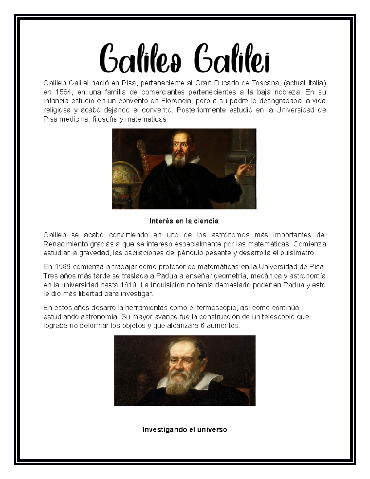 Bioagrafia De Galilo Galilei - Galileo Galilei Nació En Pisa ...