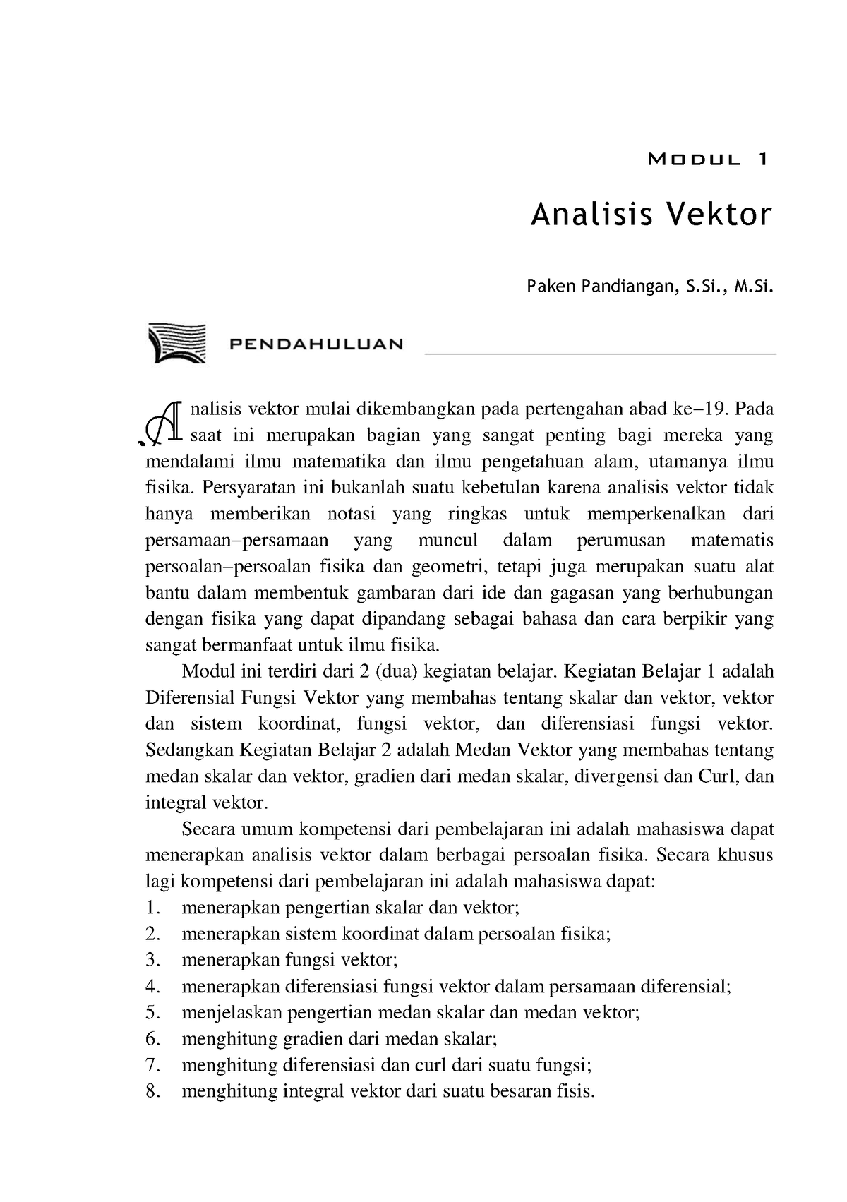 Analisis Vektor - Modul 1 Analisis Vektor Paken Pandiangan, S., M ...