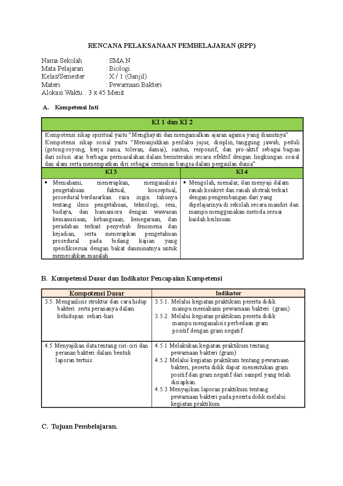 RPP Siklus 1 - RPP Menggunakan Model Discovery Untuk Kelas X SMA ...