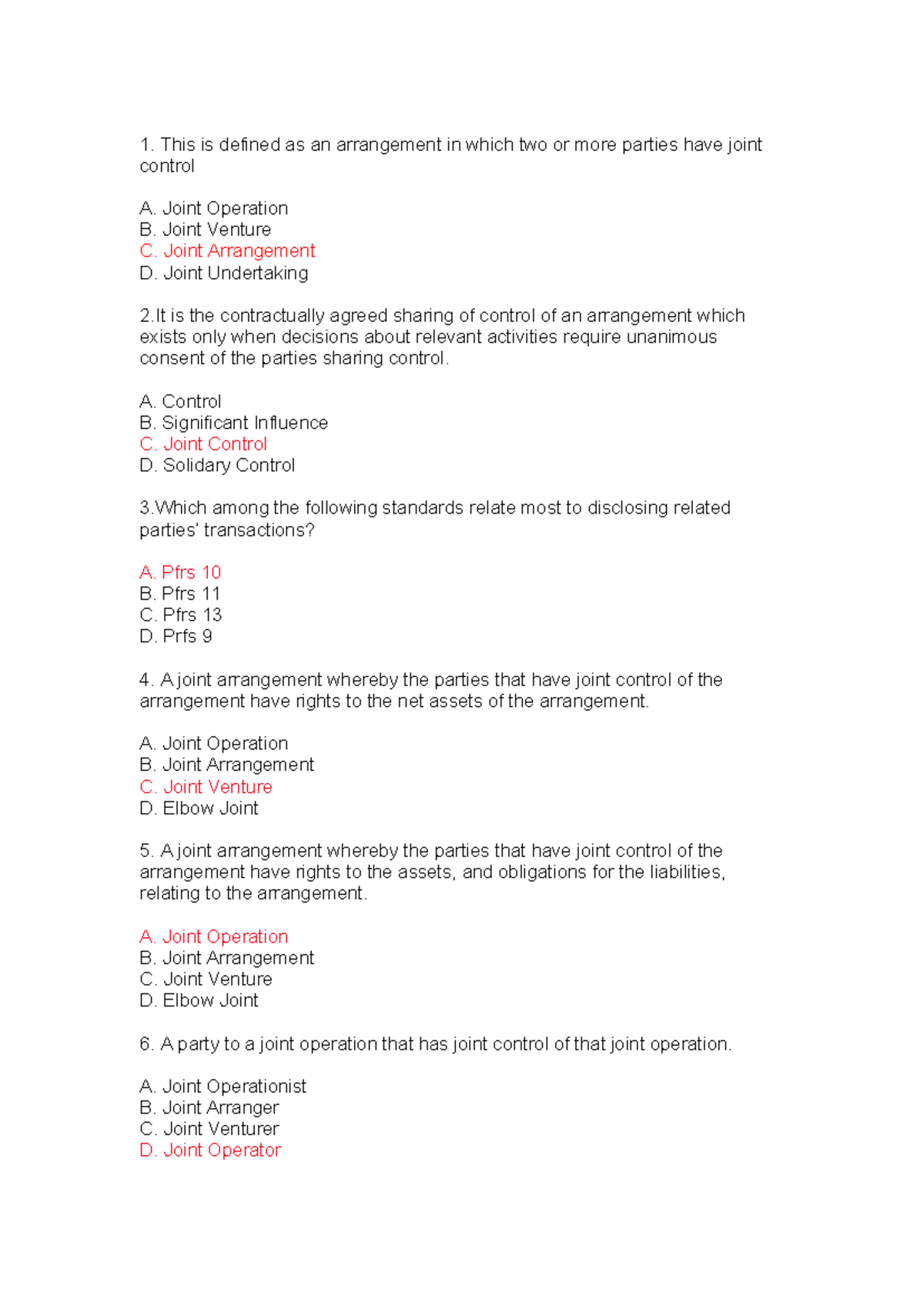 PFRS-11- Questions - This Is Defined As An Arrangement In Which Two Or ...