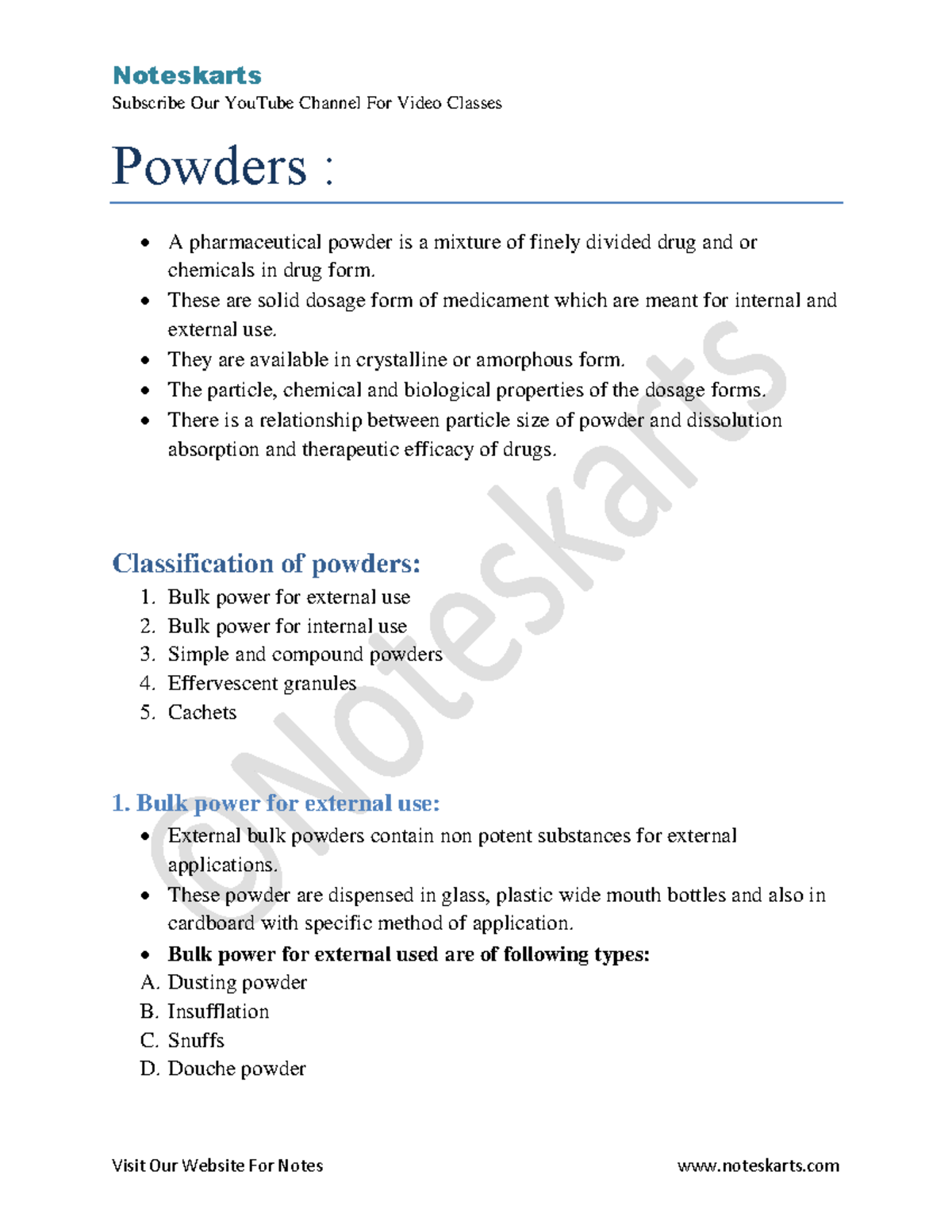 Powders Subscribe Our YouTube Channel For Video Classes Powders A