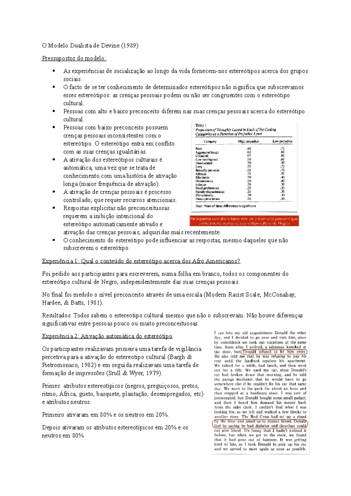 O Modelo Dualista de Devine - O facto de se ter conhecimento de ...