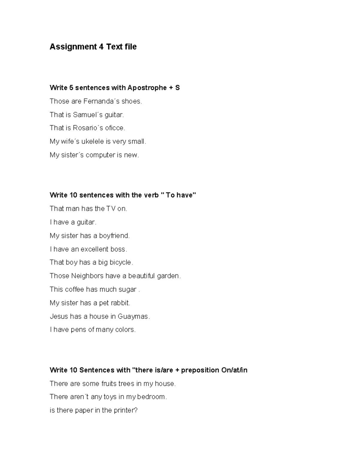 Assignment 4 Text file - COMPLETO - Assignment 4 Text file Write 5 ...