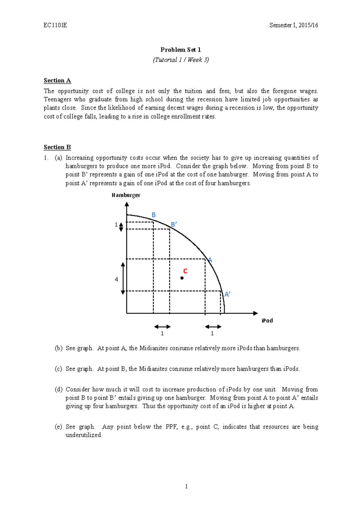 Problem Set 1 - Solutions - EC1101E Semester I, 2015/16 Problem Set 1 ...