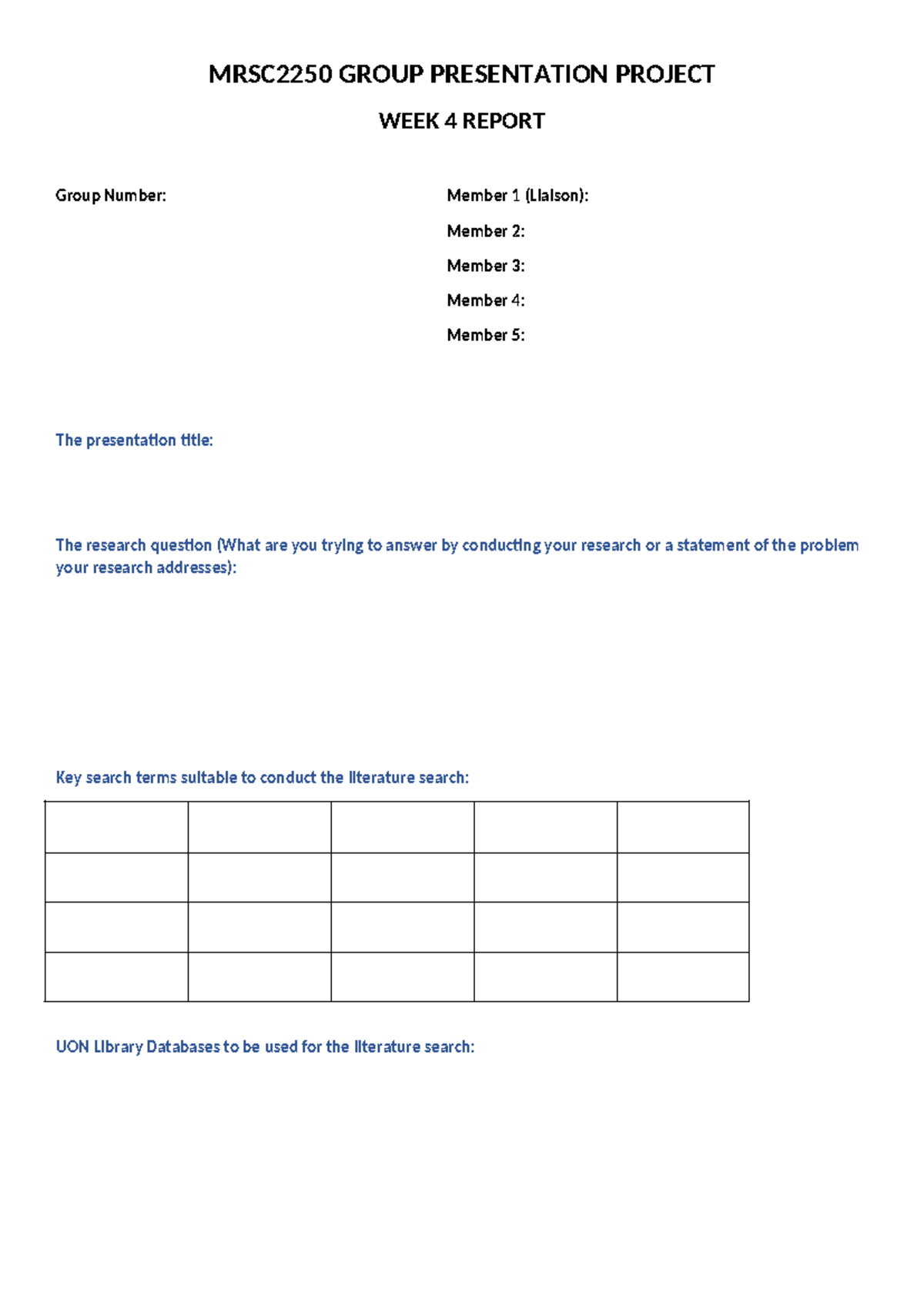 MRSC2250 Group presentation Week 4 Report 2023 - MRSC2250 GROUP ...