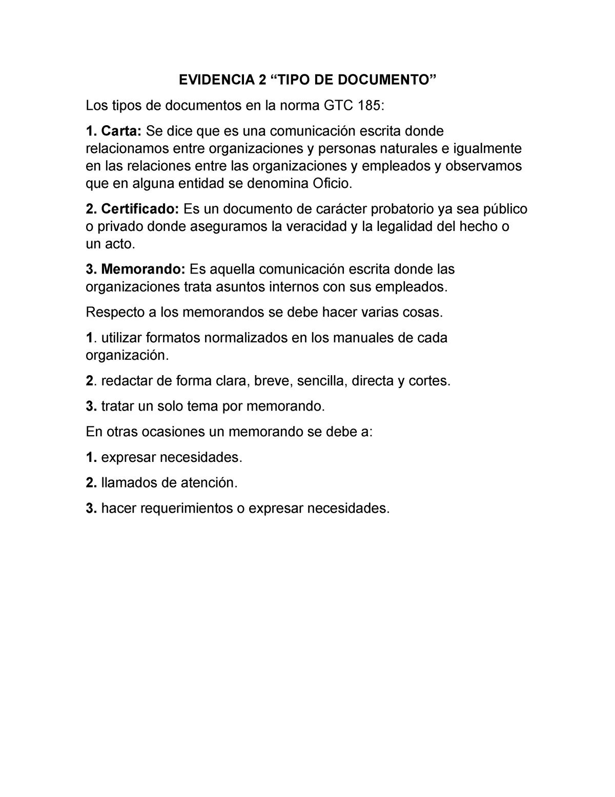 Evidencia 2 Tipo De Documento Evidencia 2 “tipo De Documento” Los Tipos De Documentos En La 1104